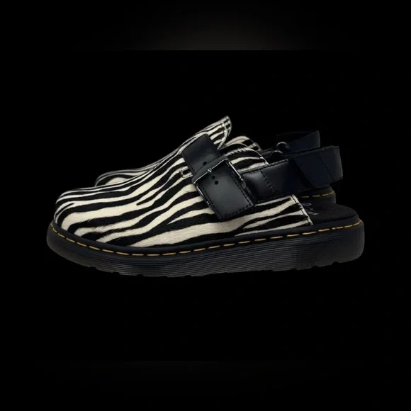 NWT Dr. Martens Jorge II cow hair upper slingback zebra black white USMen 11 W12 - Picture 4 of 9